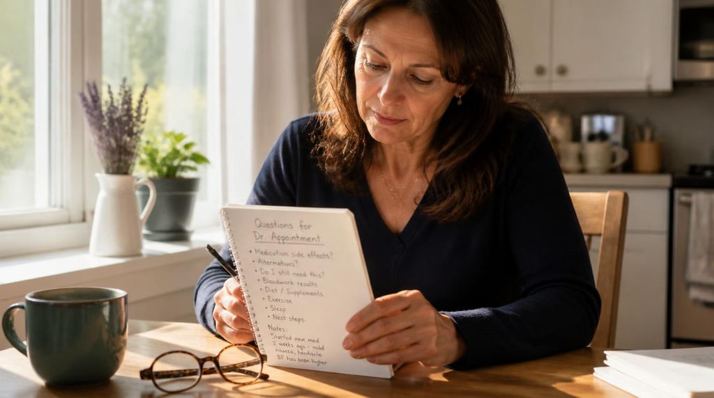 Family preparing questions before an Alzheimer's doctor appointment.