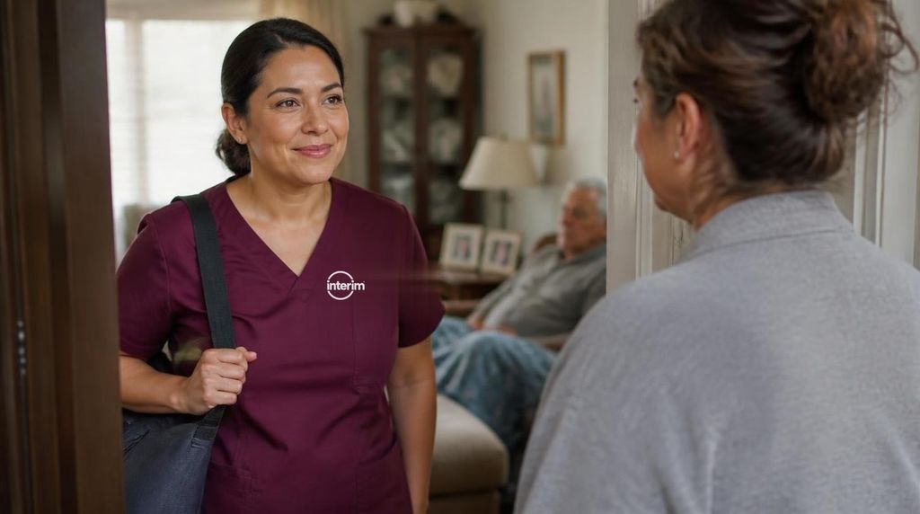 Care Professional providing respite relief to an exhausted family caregiver at home.