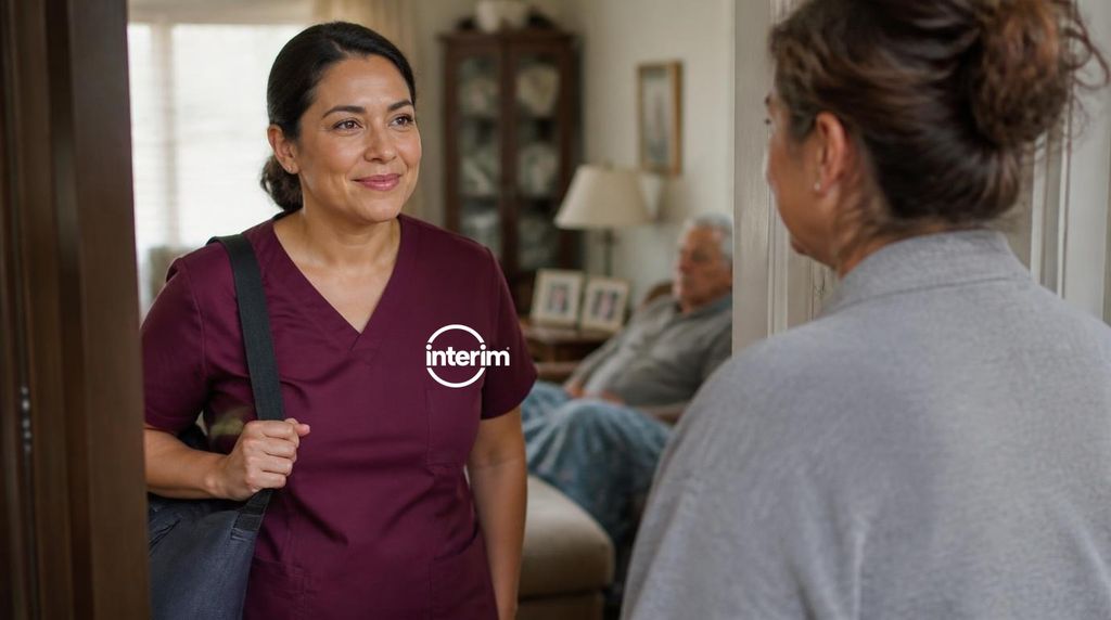 Care Professional providing respite relief to an exhausted family caregiver at home.