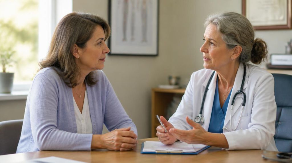 Family discussing dementia treatment options with a physician.