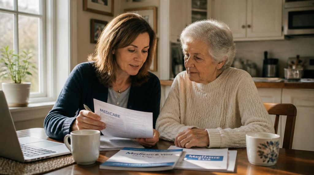 Family reviewing Medicare home health coverage details at home.