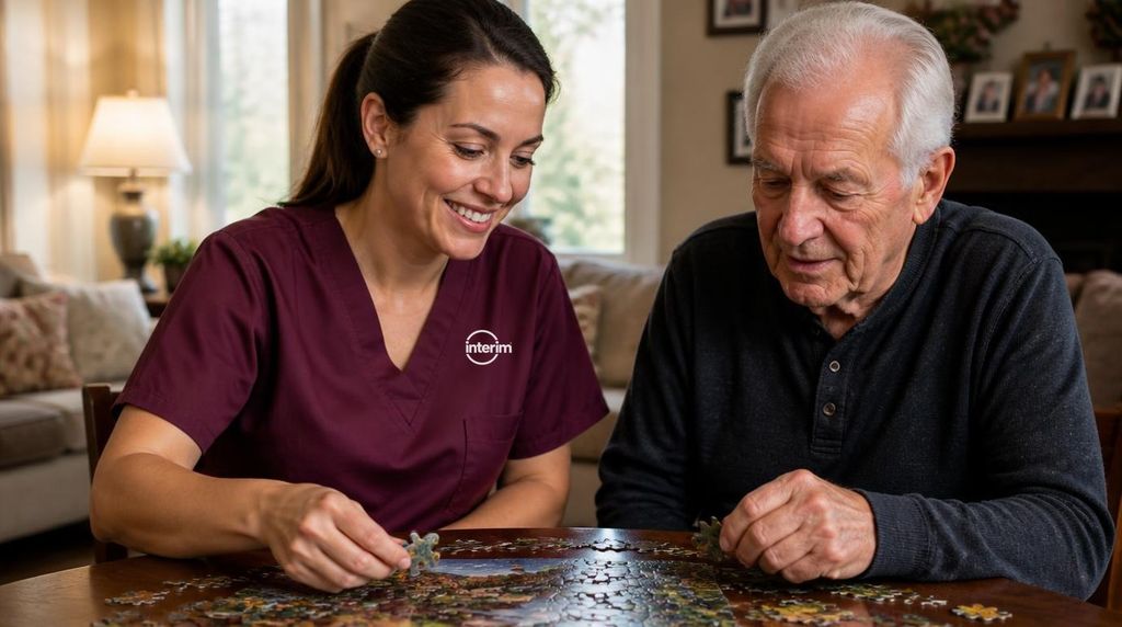 Care Professional supporting a client with frontotemporal dementia at home.