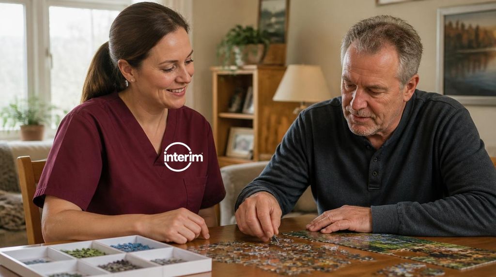 Care Professional supporting a client with frontotemporal dementia at home.