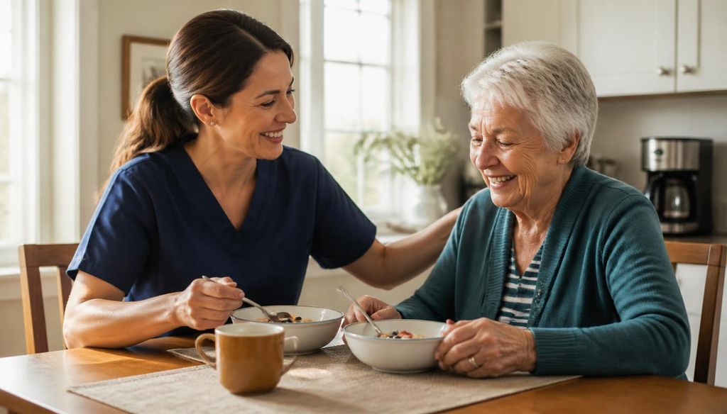 Care Professional helping a senior client at home in Salt Lake City, Utah.