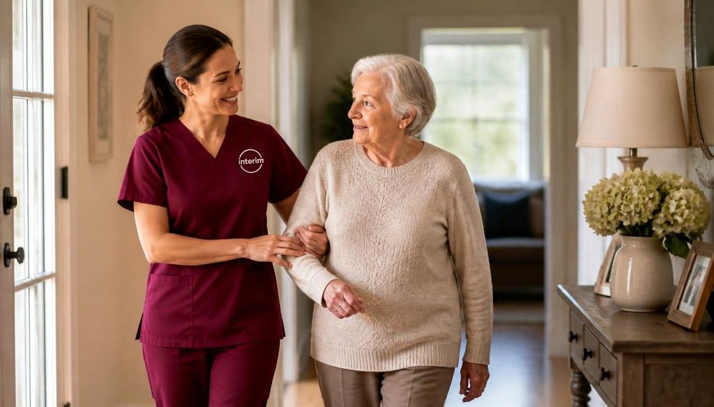 Care Professional helping a senior client at home in Coalville, Utah.