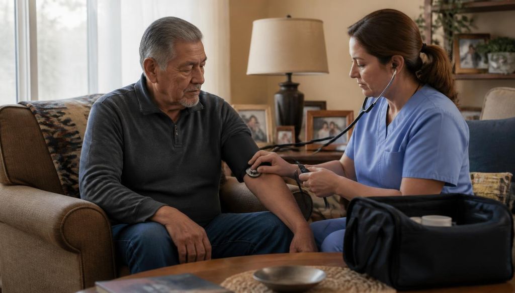 Veteran receiving skilled home health care at home.