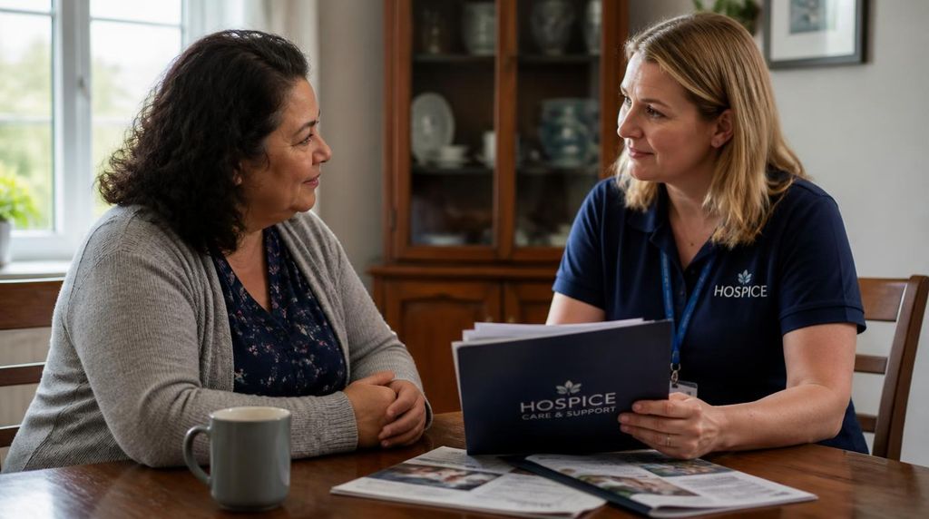 Family discussing hospice care options with a provider.