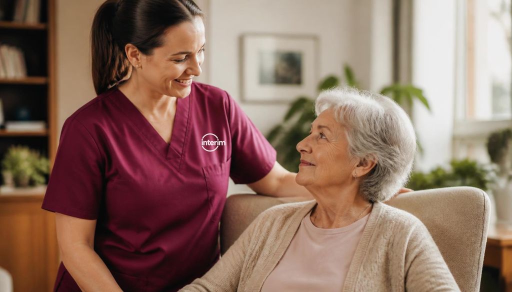 Care Professional providing steady, calm support to a family during hospice care.