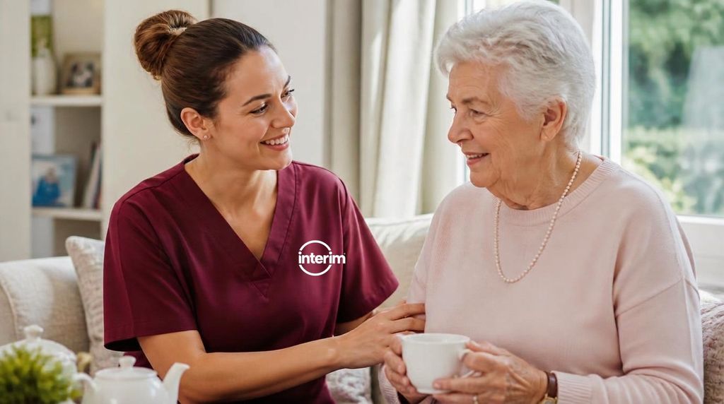 Care Professional providing private home care to a senior client.