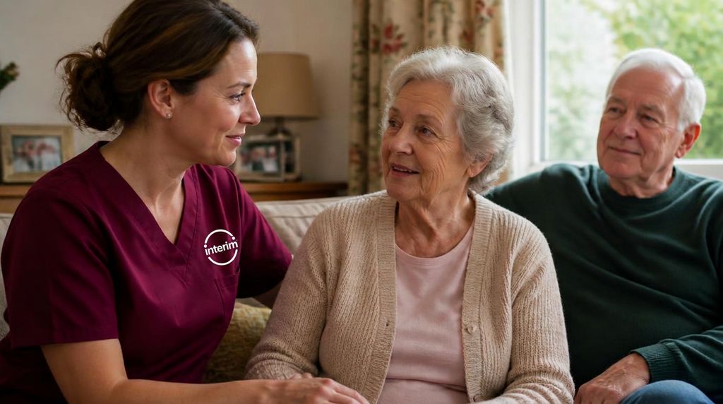 Care Professional providing care to a veteran's spouse at home.