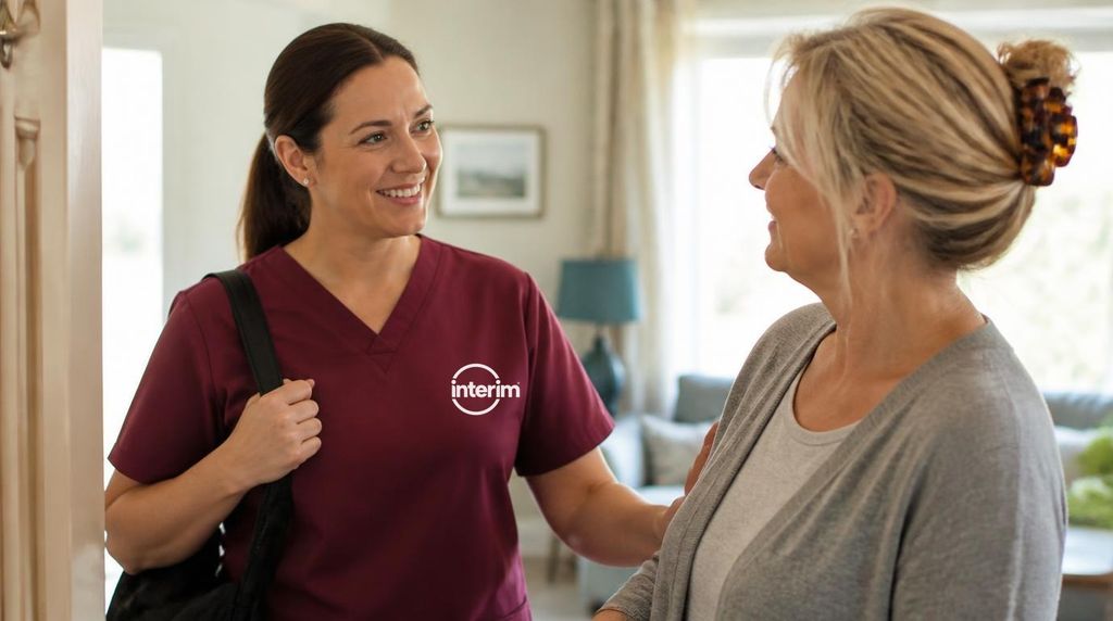 Care Professional providing in-home respite relief to a family caregiver.