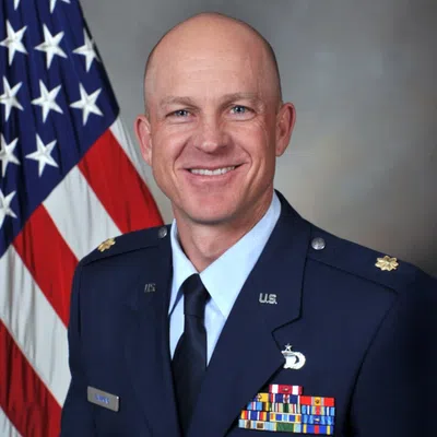 Michael Hawkins in his Air Force uniform during his military service