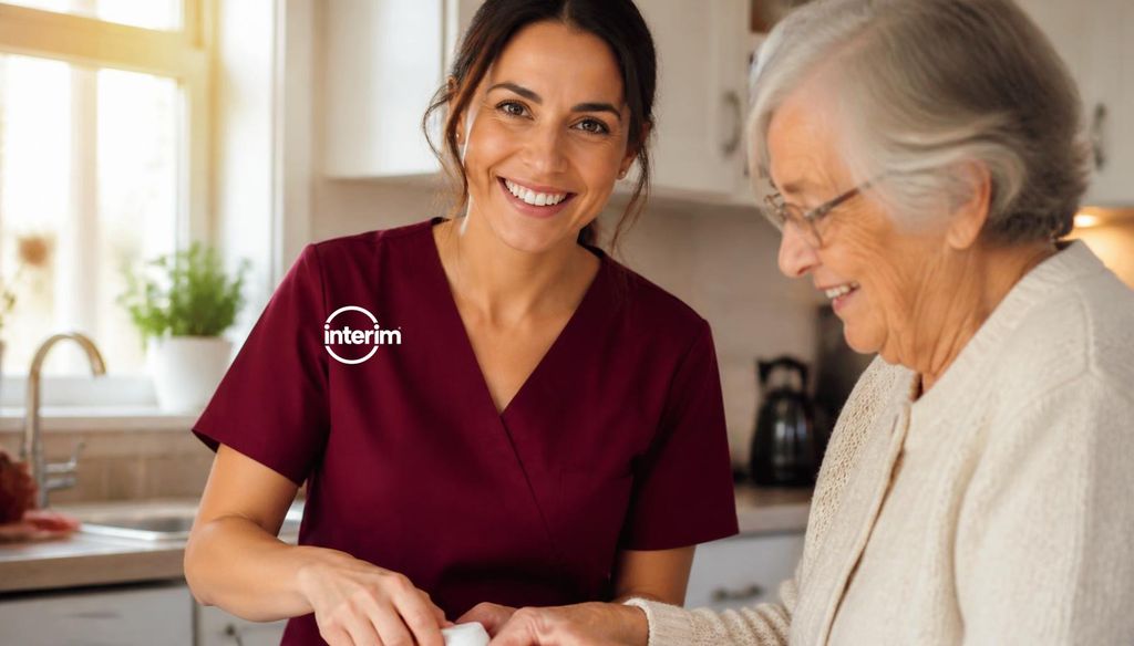 Care Professional providing one-on-one private duty care to a senior client at home.