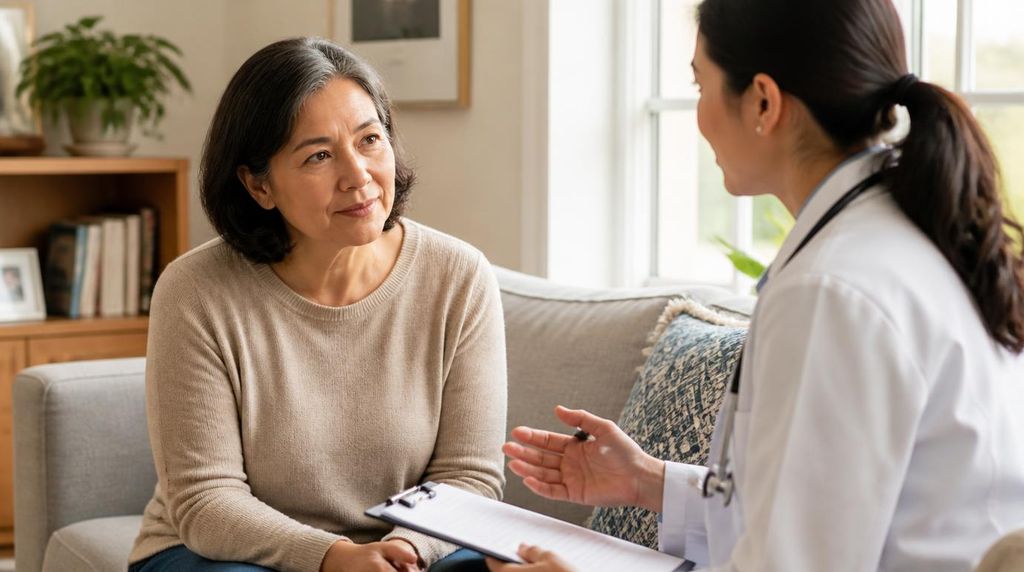 Family discussing a hospice referral with a physician.