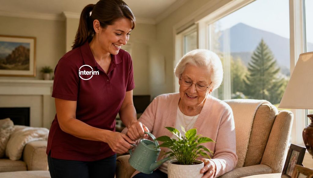 Care Professional providing home care services to a senior client in Salt Lake City.