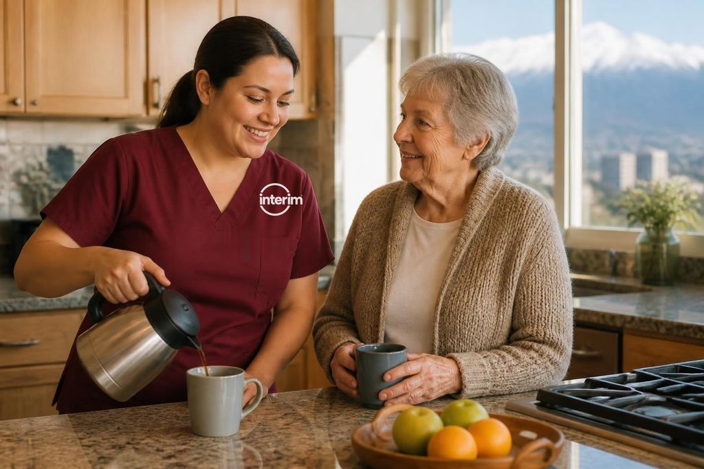 Care Professional providing home care services to a senior client in Salt Lake City.