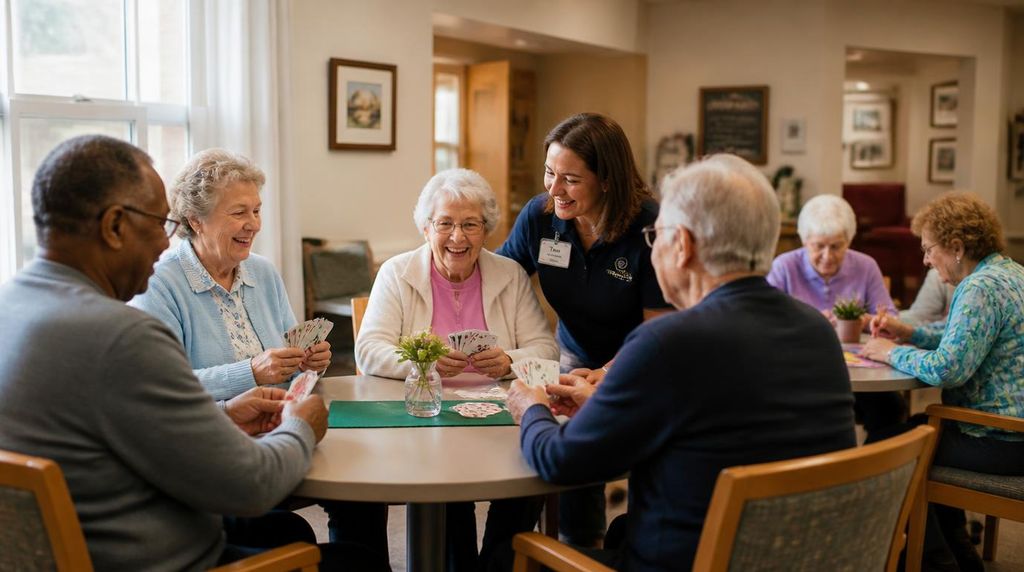 Senior participating in an activity at a day care program.
