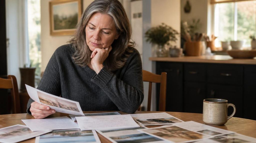 Family comparing senior day care center options at home.