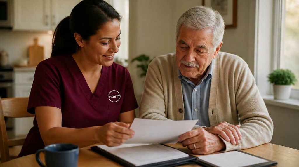 Care Professional helping a veteran with daily tasks at home in Utah.