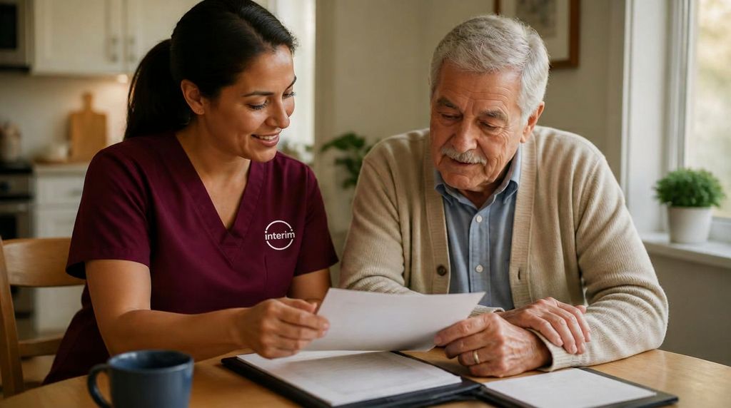 Care Professional helping a veteran with daily tasks at home in Utah.