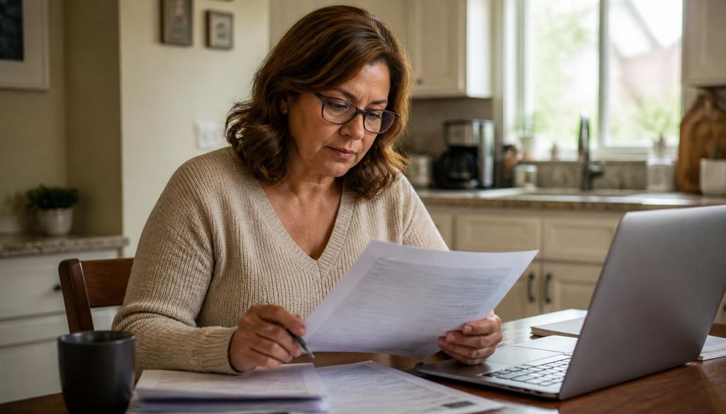 Family reviewing VA caregiver program documentation at home.
