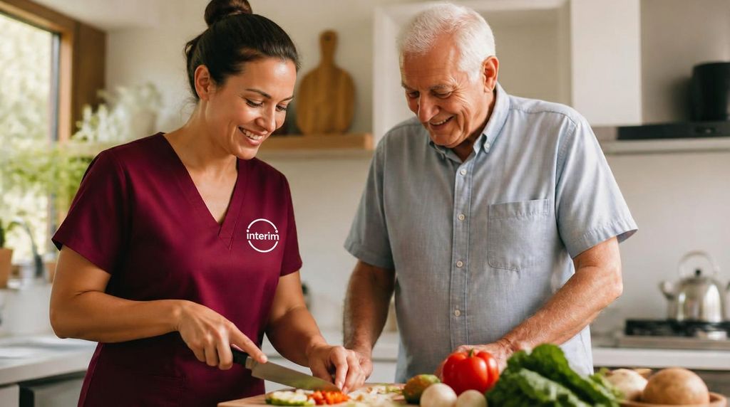 Care Professional helping a veteran at home through the VA Homemaker and Home Health Aide program.