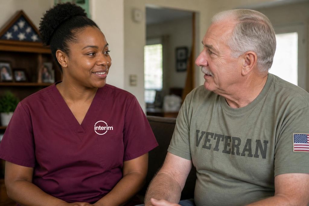 Veteran in a home-like Medical Foster Home setting with a caregiver.