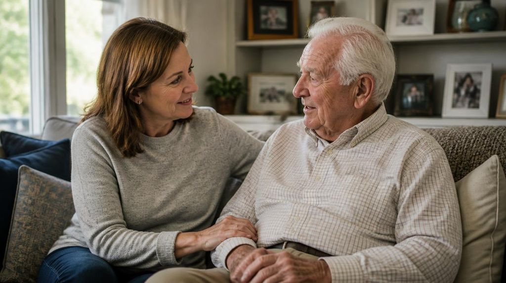Family caregiver spending time with a veteran at home, supported by the PCAFC program.