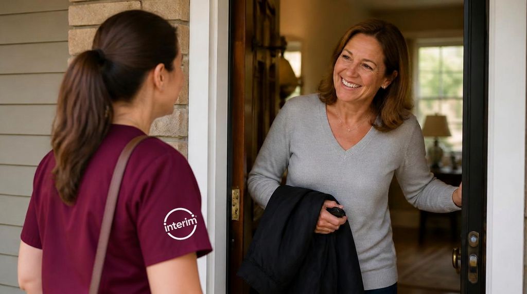 Care Professional relieving a family caregiver of a veteran at home in Utah.