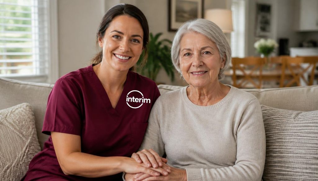 Care Professional providing companionship and support to a veteran's surviving spouse at home.