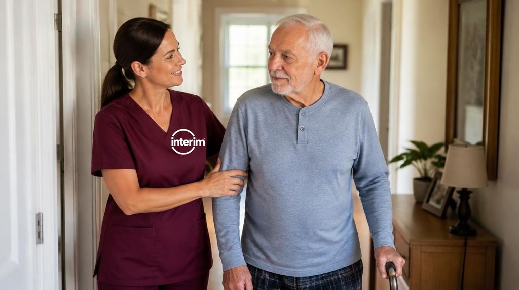 Care Professional assisting a senior client with vascular dementia at home.