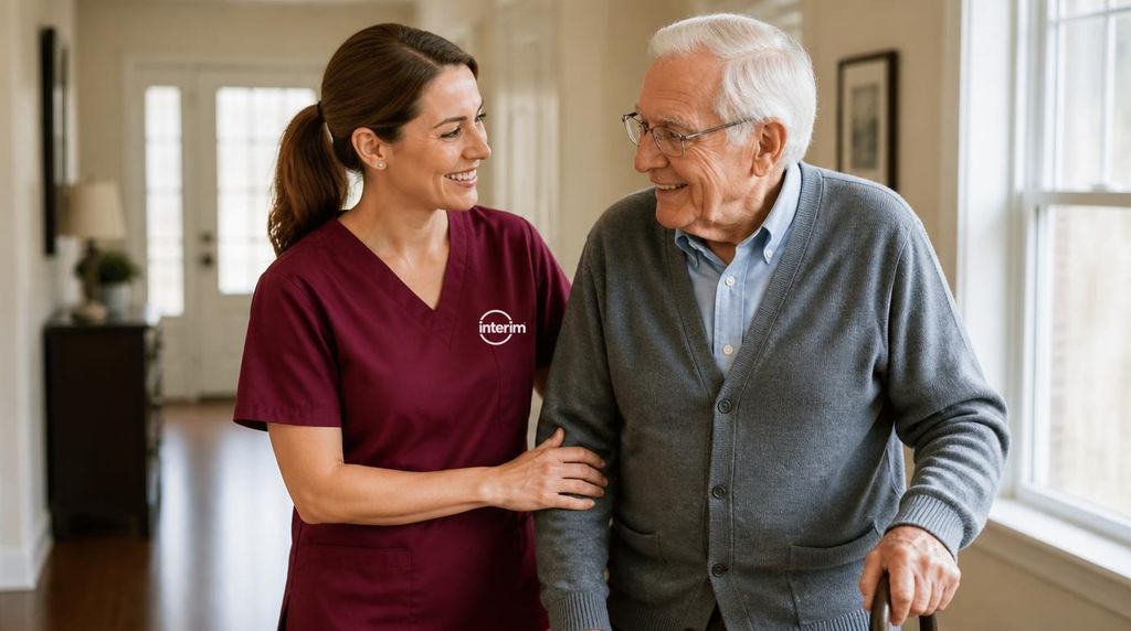 Care Professional assisting a senior client with vascular dementia at home.
