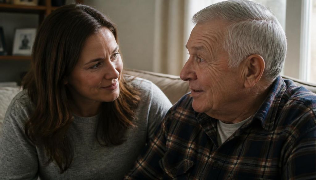 Family caregiver spending time with a veteran at home, supported by a VA stipend.