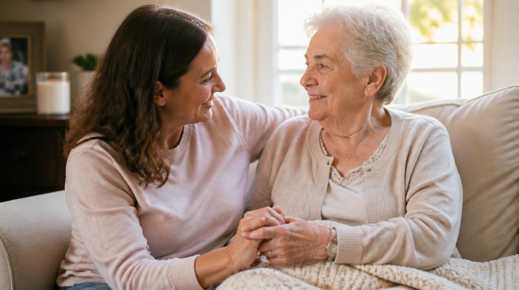 Family spending calm, meaningful time together during hospice care.